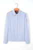 Sky Blue Stripe Contrasted Varsity Stripe Leopard Patchwork Button Down Shirt
