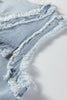 Beau Blue Frayed Edge Flap Pockets Denim Vest Jacket