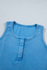 Blue Vintage Distressed Ribbed Mineral Wash Tank Top