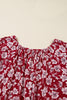 Purple Plus Floral Balloon Sleeve V Neck Relaxed Dress