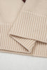 Parchment Corded Horseshoes Ribbed Trim Mock Neck Short Sleeve Sweater