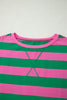 Rose Stripe Dolman Tee Drawstring Skort Athletic 2pcs Set
