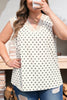 Apricot Plus Size Polka Dot Print Lace Trim V Neck Sleeveless Top