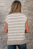 Parchment Side Slits Crewneck Short Sleeve Sweater Tee