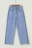 Beau Blue Contrast Stripe Frayed Side Panel Patchwork Shift Jeans