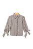 Brown Plaid Knot Half Sleeve Button Down Shirt