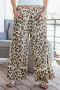Khaki Leopard Wide Leg Cropped Pants