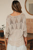 Seagrass Hollow Out Knit 7/8 Sleeve Casual Sweater