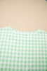 Green Gingham Long Sleeve Loose Top Drawstring Shorts 2pcs Lounge Set