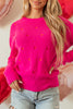 Rose Red Heart Shape Drop Shoulder Round Neck Sweater