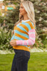 Jurassic Gold Color Block Striped Pullover Sweater