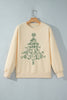 Apricot Merry Christmas and Happy New Year Embroidered Holiday Slogan Sweatshirt