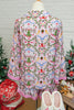 Pink Christmas Holiday Print Nutcracker Long Sleeve Shorts 2pcs Pajama Set