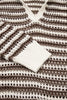 Brown Stripe Eyelet Hollow-out Contrast Collared Pullover Chic Sweater