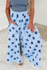 Beige Polka Dot Wide Leg Elastic Waist Casual Pants
