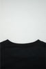 Black Varsity Baseball Bow Graphic Striped Sleeve Baggy Sweatshirt