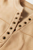 Light French Beige Grommet Detail V Neck Sweatshirt