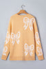 Golden Fleece Bow Pattern Drop Shoulder Loose Sweater