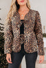 Khaki Leopard Quilted Tie Front Jacket