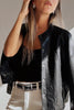 Black Faux Leather Buttoned Front Boxy Jacket