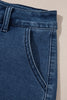 Sail Blue Scalloped Hemline Acid Wash High Waist Denim Shorts