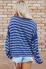 Khaki Stripe Drop Shoulder Casual Sweater