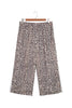 Beige Plus Size Leopard Print Side Stripes Detail Casual Pants