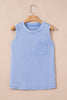 Phalaenopsis Mineral Wash Patched Chest Pocket Casual Tank Top