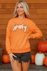 Grapefruit Orange Spooky Graphic Halloween Crew Neck Holiday Sweatshirt