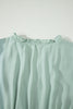 Clearly Aqua Solid Color V Neck Short Puff Sleeve High Waist Tiered Maxi Dress