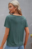 Mist Green Crisscross V Neck Butterfly Sleeve T Shirt