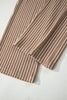 Khaki Stripe Crew Neck Tee Drawstring Waist Cropped Pants Set