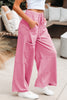 Bonbon Mineral Wash Exposed Seam Drawstring High Waist Wide Leg Cargo Pants
