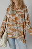 Brown Retro Camouflage Print Exposed Seam Patchwork Drop Shoulder Sweatshirt