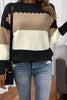 Black Colorblock Crew Neck Drop Shoulder Sweater