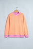 Pink Colorblock Trim Crewneck Long Sleeve Pullover Sweatshirt