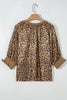 Gold Half Sleeve Metallic Leopard Print Blouse