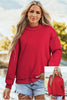 Black Oversize Drop Shoulder Reversible Mock Neck Sweatshirt