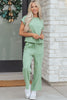 Canton Cuffed Short Sleeve Tee Raw Seam Patch Pocket Drawstring Pants Set