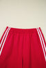 Fiery Red Varsity Striped Detail Crewneck Pullover Elastic Sweatpants 2pcs Outfit