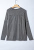 Black Twist Ribbed Exposed Seam Detail Long Sleeve Loose Top
