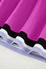 Purple Orchid Color Contrast Trim V Neck Shift Sleeveless Mini Dress