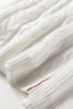 White Mix Texture Patchwork Contrast Stitch Mock Neck Sweater