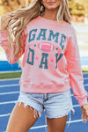 Pink Rugby Football GAME DAY Graphic Drop Shoulder Sweatshirt