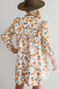 Yellow Floral Print Tie Neck Frilled Detail Long Sleeve Mini Dress