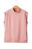 Black Solid Color High Neck Cap Sleeve Loose Top
