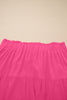 Navy Blue Plus Size Frilled Elastic Waist Lace Trim Boho Ruffled Shorts