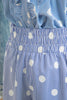 Sky Blue Polka Dot Print Shirred High Waist Casual Shorts
