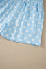 Green Polka Dot Print Color Block Trim Mock Neck Short Set