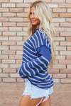 Khaki Stripe Drop Shoulder Casual Sweater